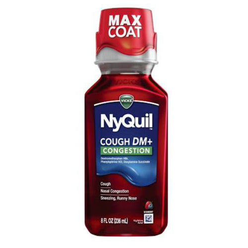 Vicks, Nyquil Cough Dm Plus Congestion Liquid Berry, 8 Oz