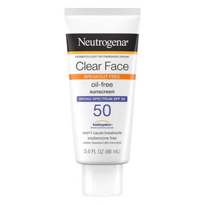 Neutrogena, Clear Face Breakout Free Oil-Free Sunscreen SPF 50, 3 Oz