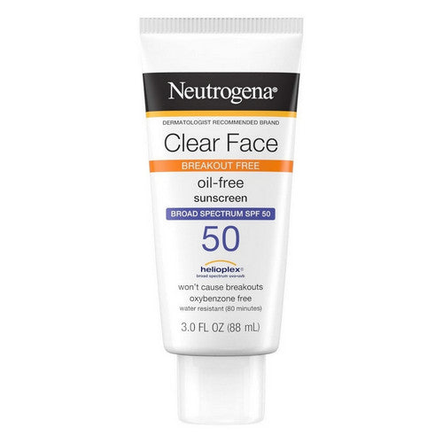 Neutrogena, Clear Face Breakout Free Oil-Free Sunscreen SPF 50, 3 Oz