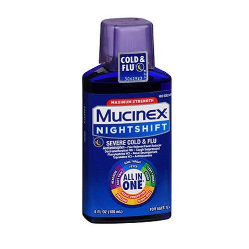 Mucinex, Nightshift Severe Cold & Flu Liquid Maximum Strength, 6 Oz