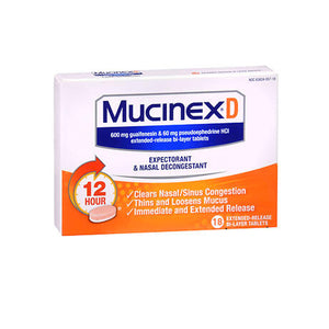 Mucinex, Vitamin D 12 Hour Expectorant & Nasal Decongestant, 18 Tablets
