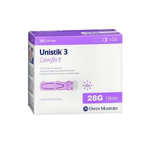 Unistik 3, Comfort Safety Lancets 28 Gauge, 50 Count