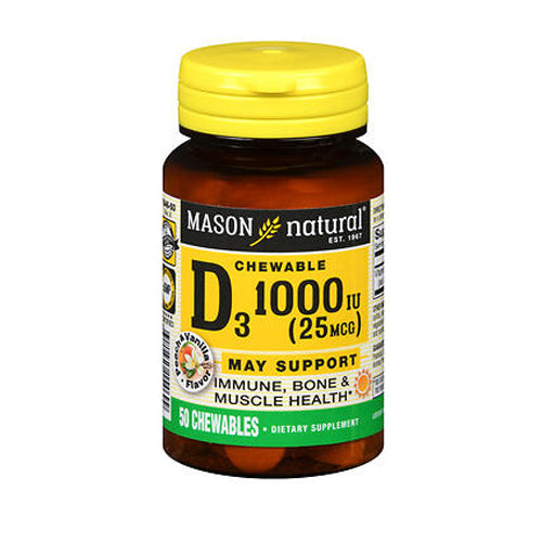 Mason, Vitamin D3 Chewables Peach & Vanilla, 25 Mcg, 50 Tabs