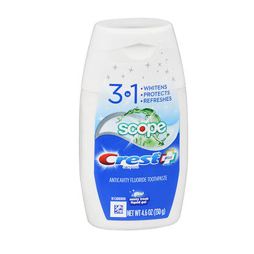 Crest, Complete Plus Scope Anticavity Fluoride Toothpaste Liquid Gel Minty Fresh, 4.6 Oz