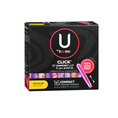 U By Kotex, Click Compact Tampons Regular Unscented, 16 Count