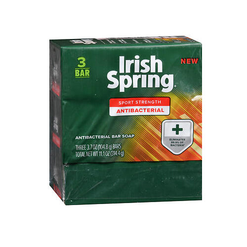 Irish Spring, Sport Strength Antibacterial Bar Soap, 3.7 Oz