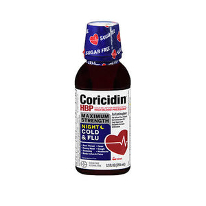 Coricidin Hbp, Maximum Strength Night Cold And Flu Liquid Cherry, 12 Oz