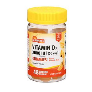 Sundance, Vitamins Vitamin D3 Vegetarian Gummies Natural Pineapple, 48 Count