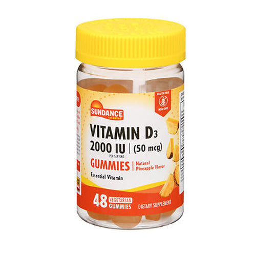 Sundance, Vitamins Vitamin D3 Vegetarian Gummies Natural Pineapple, 48 Count