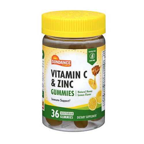 Sundance, Vitamin C And Zinc Vegan Gummies Natural Lemon, 36 Count
