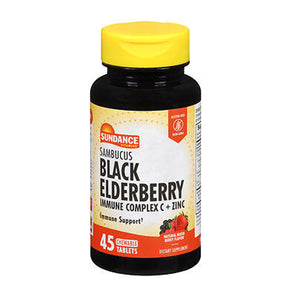 Sundance, Sambucus Black Elderberry Complex C Plus Zinc Natural Mixed Berry, 45 Tabs