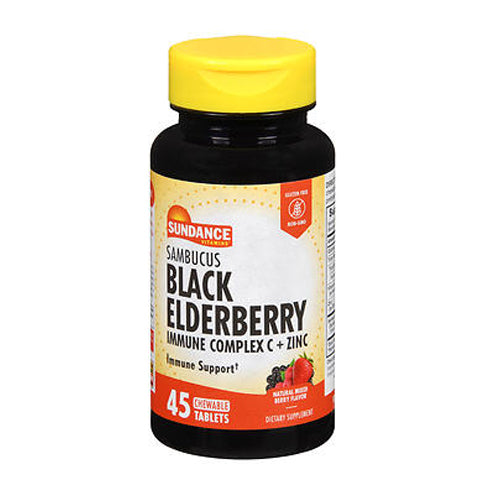 Sundance, Sambucus Black Elderberry Complex C Plus Zinc Natural Mixed Berry, 45 Tabs