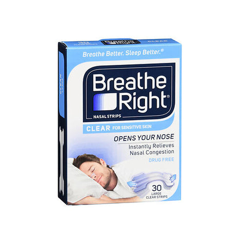 Breathe Right, Nasal Strips Large Clear, 30 Count