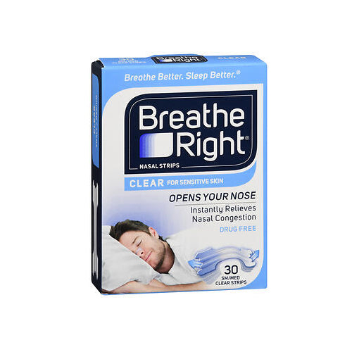 Breathe Right, Nasal Strips Small And Medium Clear, 30 Count