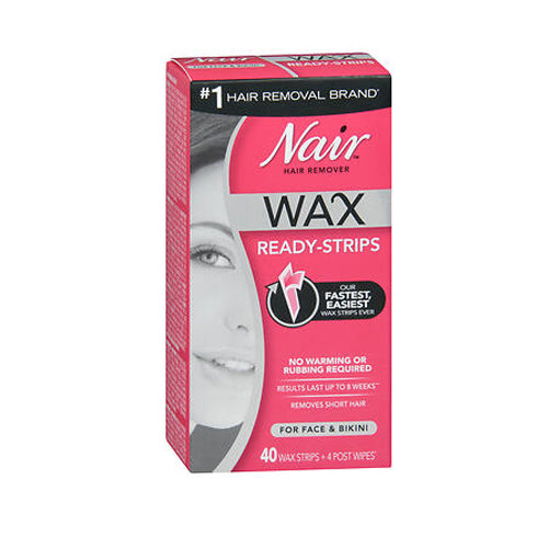 Nair, Hair Remover Wax Ready-Strips For Face & Bikini, 40 Oz