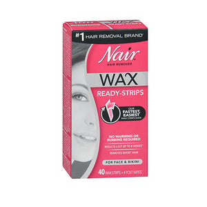 Nair, Hair Remover Wax Ready-Strips For Face & Bikini, 40 Oz
