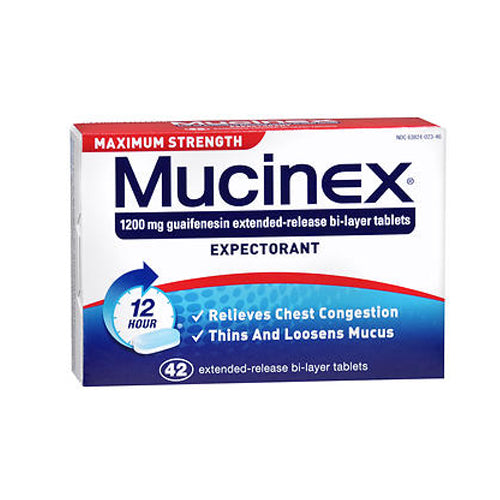 Mucinex, Expectorant 12 Hour Extended Release Bi-Layer Tablets Maximum Strength, 42 Tabs