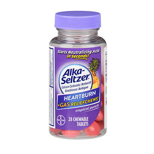 Alka-Seltzer, Heartburn + Gas Relief Chews Tropical Punch, 28 Chews