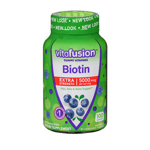 Vitafusion, Biotin Extra Strength Gummy Natural Berry, 5000 mcg, 100 Gummies