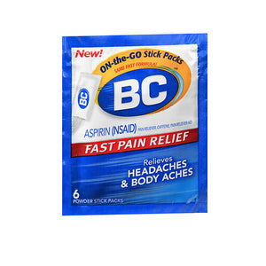 BC, Fast Pain Relief Powder Stick Packs On The Go, 6 Count