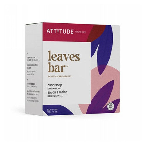 Attitude, Leaves Bar Hand Soap Sandalwood, 4 Oz