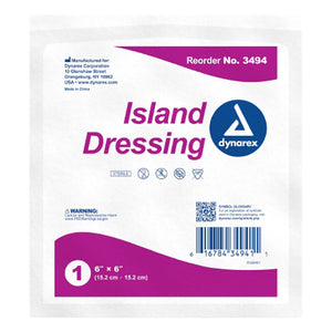 Dynarex, White Adhesive Dressing 6 x 6 Inch, Box Of 25