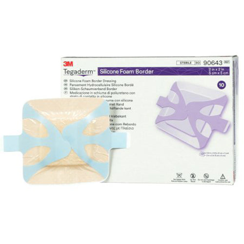 3M, Tegaderm Silicone Foam Dressing 2 x 2 Inch, Box Of 10