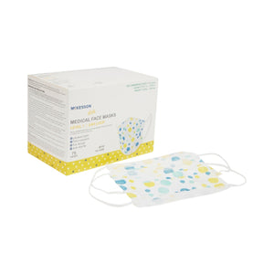 McKesson, Pediatric Procedure Mask Blue and Yellow Polka Dot, Box Of 75