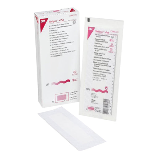 3M, 3M Medipore + Pad Soft Cloth Adhesive Dressing 3Â½ x 10 Inch, Box Of 25