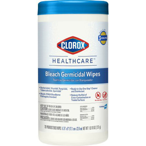 Clorox Healthcare, Surface Disinfectant Cleaner Bleach Germicidal Wipe Scent NonSterile, Box Of 1
