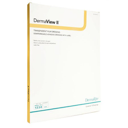 DermaRite, DermaView II Transparent Film Dressing with Border 6Â½ x 8-3/8 Inch, Box Of 10