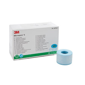 3M, Micropore S Silicone Medical Tape 1 Inch x 5-1/2 Yard Blue, Box Of 12