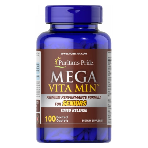 Puritan's Pride, Mega Vita Min Multivitamin for Seniors Timed Release with Zinc, 100 Coated Caplets