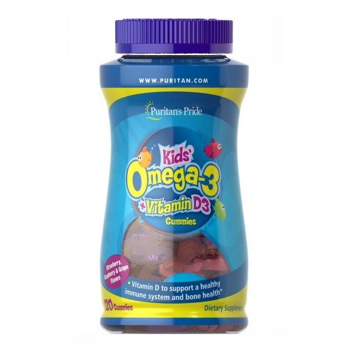 Puritan's Pride, Children's Omega 3 DHA & D3 Gummies, 120 Gummies