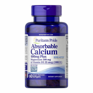 Puritan's Pride, Absorbable Calcium + Magnesium & Vitamin D, 1000 IU, 60 Softgels