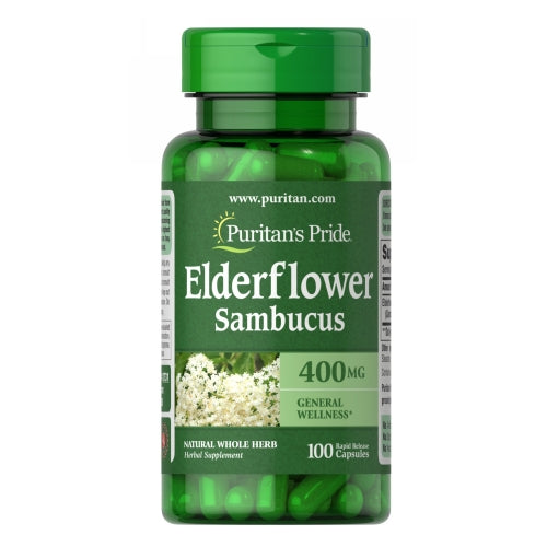 Puritan's Pride, Elderflower Sambucus, 400 mg, 100 Capsules