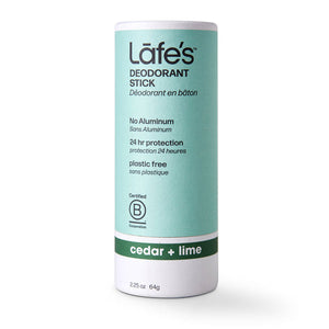 Lafes Natural Body Care, Natural Deodorant Stick Plastic Free Cedar And Lime, 2.25 Oz