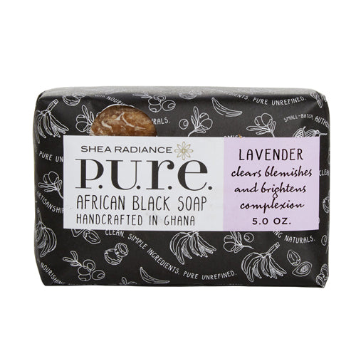 Shea Radiance, African Black Soap Bar Lavender, 5 Oz