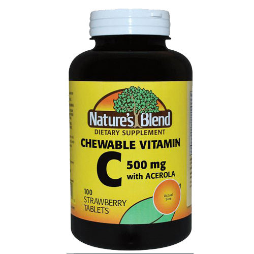 Nature's Blend, Vitamin C With Acerola Strawberry, 500 Mg, 100 Tabs