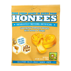 Honees, Honey Ginger Drops Natural, 20 Count