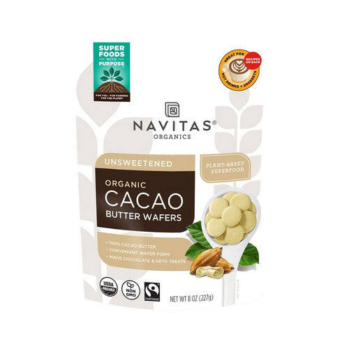 Navitas Organics, Organic Cacao Butter Wafers Unsweetened, 8 Oz