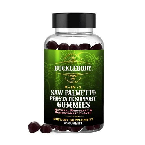 Bucklebury, 9-In1 Saw Palmetto Prostate Support Gummies Natural Raspberry And Pomegranate, 60 Count