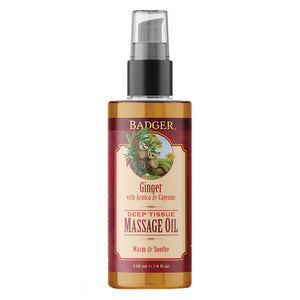 Badger Balm, Ginger Deep Tissue Massage Oil, 4 Oz