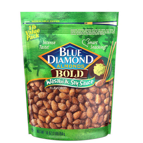 Blue Diamond, Almonds Bold Wasabi And Soy Sauce, 16 Oz(Case Of 6)