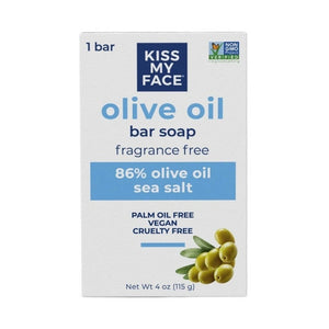 Kiss My Face, Olive Oil Bar Soap Fragrance Free, Pure Olive Oil, 4 Oz