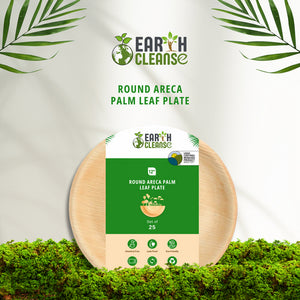 Earth Cleanse, Areca Palm Leaf Round Plates 12-Inch, Pack of 25