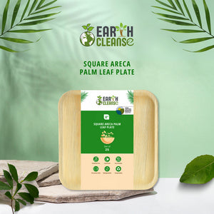 Earth Cleanse, Areca Palm Leaf Square Plates 8-Inch, Pack of 25