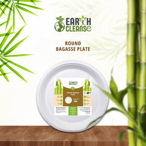 9" Round Bagasse Plates Premium 500 Pack by Earth Cleanse