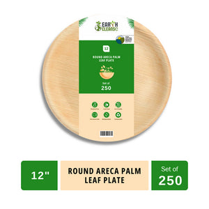Earth Cleanse, Areca Palm Leaf Round Plates 12-Inch, Pack of 250