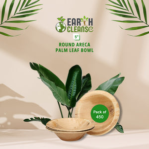 Earth Cleanse, Areca Palm Leaf Round Bowls 5-Inch, Pack of 450